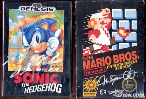 Autografos Yuji Naka y Shigueru Miyamoto
